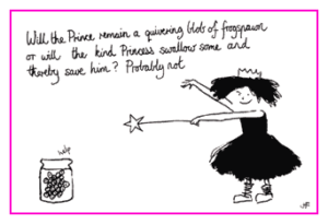 Jacky Fleming Postcard - princess and frogspawn